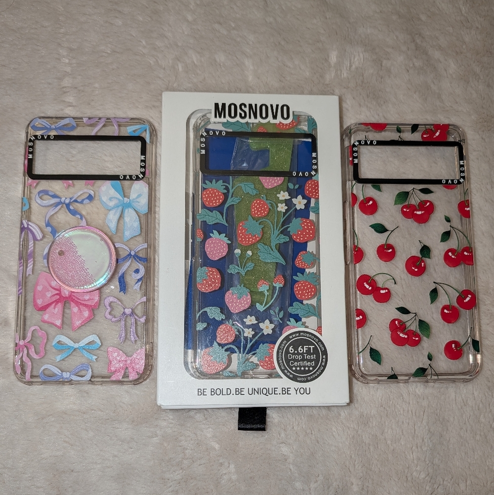 Google Pixel 8 Phone Berry and Bow Phone Case Set